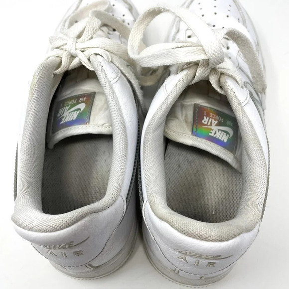 Nike Air Force 1 Low White Iridescent Swoosh Swoop Sneaker Shoe Size  8.5 - Picture 6 of 8